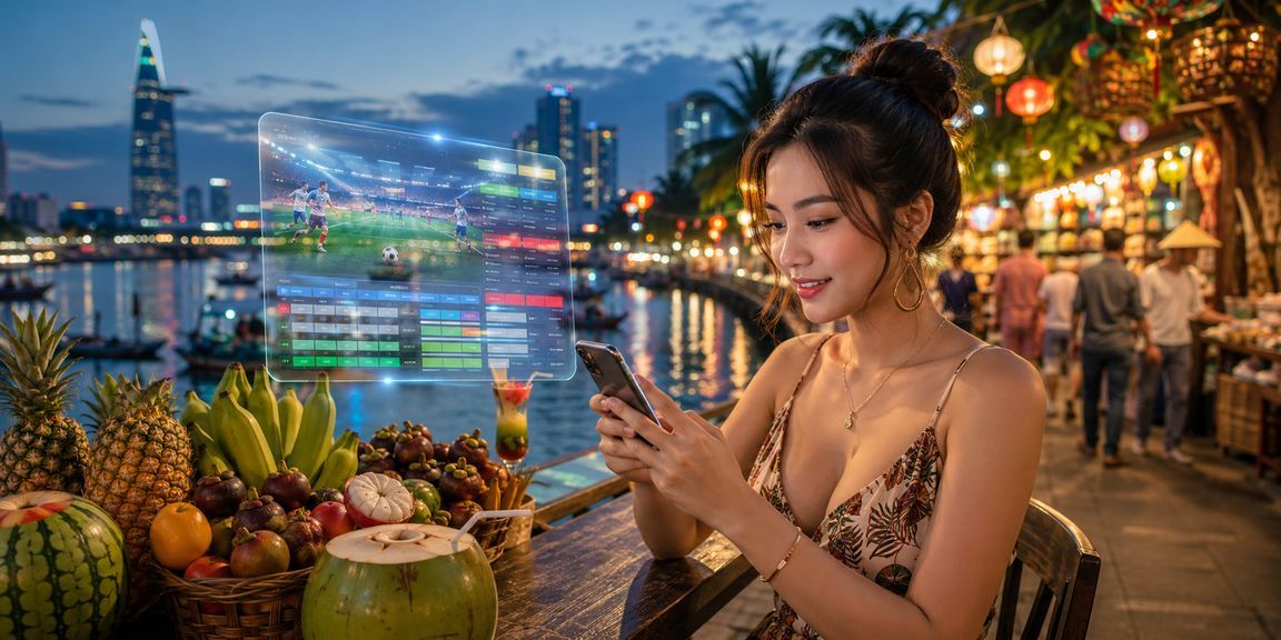 Người dùng Sài Gòn chơi casino trên điện thoại di động tại bãi biển